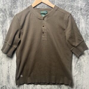 Vintage Polo Ralph Lauren Men's Large Army Military Brown Henley Green Label